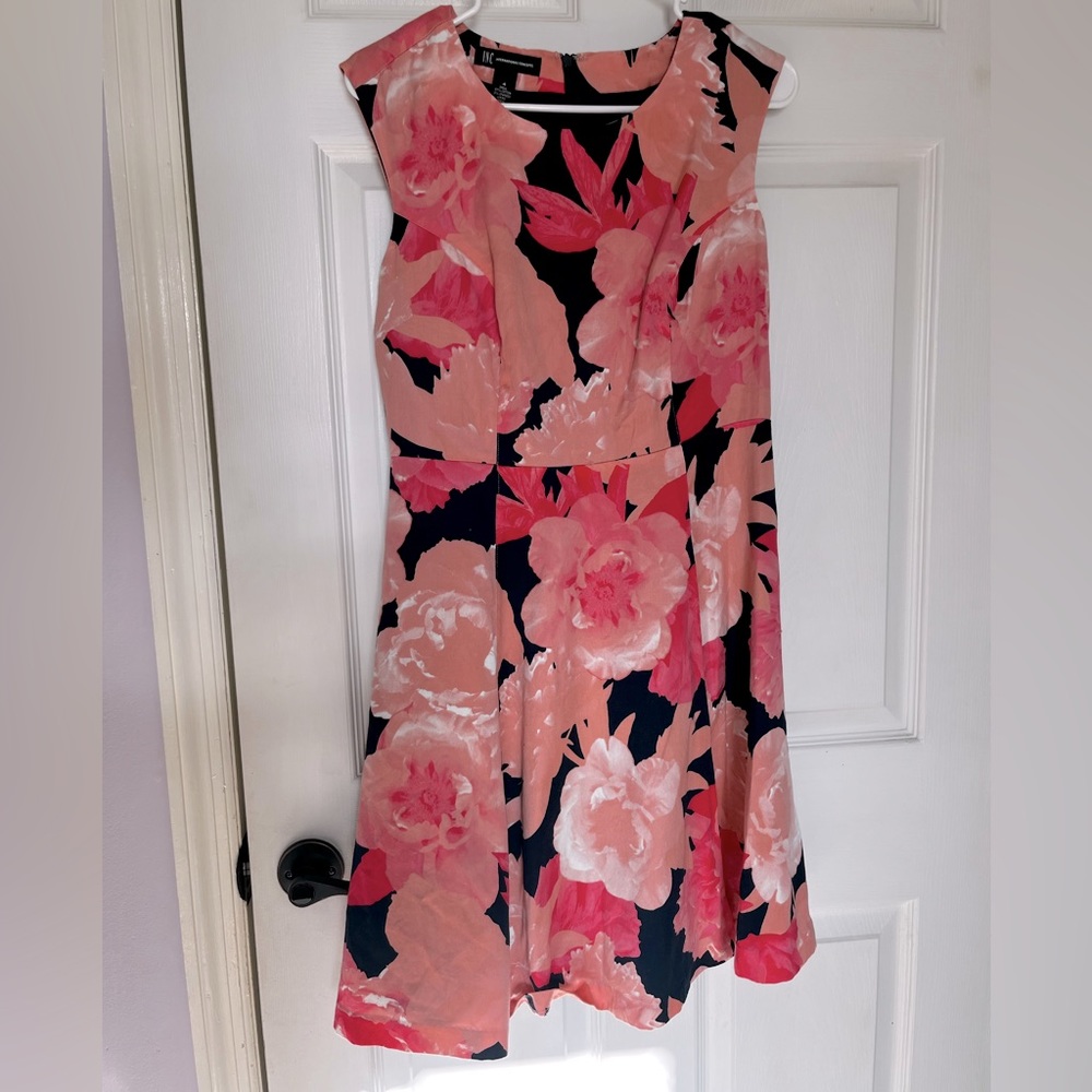 Pink and navy floral dress